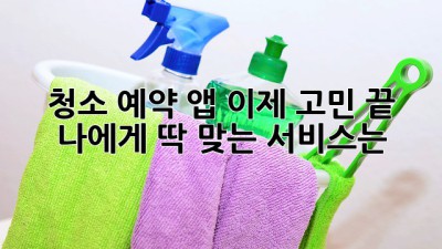 🧹✨ 청소 예약 앱, 이제 고민 끝! 나에게 딱 맞는 서비스는?
